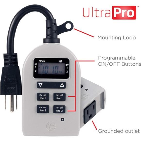 Plug-in Timer, 2 ON/Off Options, Weather-Resistant, 1 Grounded, 1 Pack - Picture 2 of 7